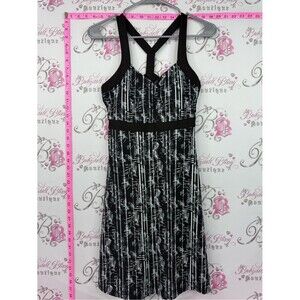 Soybu dress Black and White Patterned Cross-Back Midi Dress
